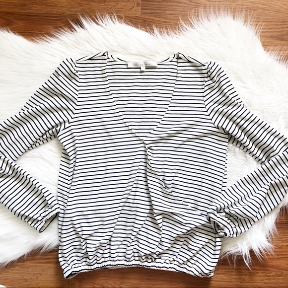 Lovers + Friends Tops - lovers + friends striped wrap top